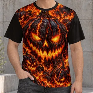 Fiery Jack-o'-Lantern Halloween Style for Spooky October Parties and Festive Nights All-over Print Unisex T-shirt