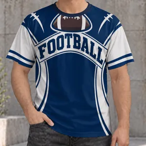 Navy And White Football Emblem For Game Day And Casual Sportswear All-over Print Unisex T-shirt