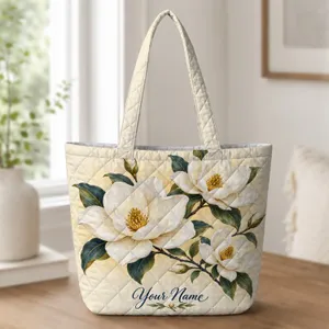 White Magnolia Blossoms for Southern Garden Lovers and Springtime Gift Giving Quilted Tote Bag