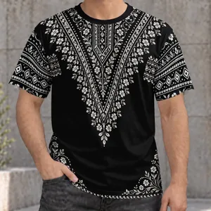 Monochrome Geometric Floral Motifs for Beach Getaways and Relaxed Summer Days for Men All-over Print Unisex T-shirt