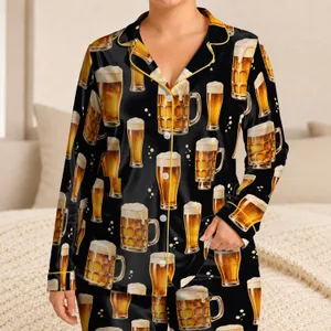 Golden Beer Steins for Summer Gatherings and Relaxed Beach Getaways Satin Pajamas Set