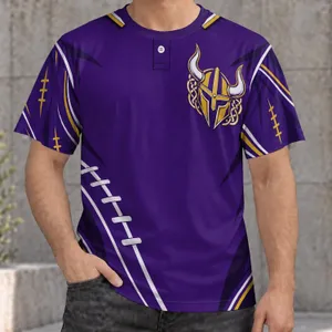 Purple Norse Helmet Rugby Lacing for Game Day Tailgates and Fan Gatherings All-over Print Unisex T-shirt