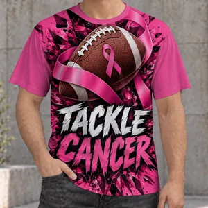 Pink Ribbon Football Cancer Support for Game Day and Awareness Events for Sports Fans All-over Print Unisex T-shirt
