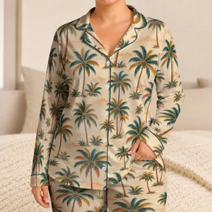 Tropical Palm Trees for Relaxed Island Getaways and Warm-Weather Weekend Living Satin Pajamas Set