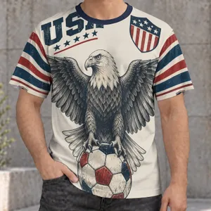 Bald Eagle Soccer Ball Patriotic Look for Casual Match Days and Weekend Wear All-over Print Unisex T-shirt