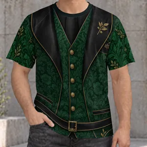 Emerald Green Formal Waistcoat Style for Evening Celebrations and Vintage Events All-over Print Unisex T-shirt