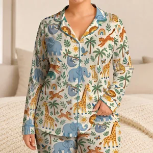 Safari Animals and Rainbow Skies for Cozy Nursery Nights and Young Animal Lovers Satin Pajamas Set