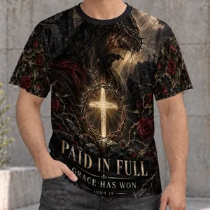 Radiant Thorn Crown Cross for Faithful Devotion and Everyday Christian Lifestyle Wear All-over Print Unisex T-shirt