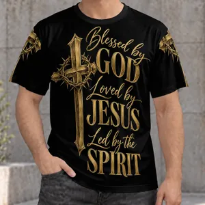 Gold Crown Of Thorns Cross For Church Worship And Everyday Christian Faith Gift All-over Print Unisex T-shirt
