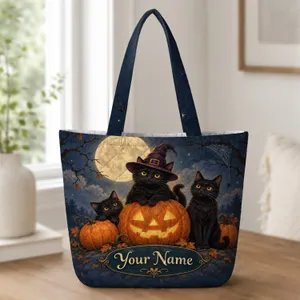 Black Cats And Jack O Lanterns For Spooky Halloween Night Celebrations Quilted Tote Bag