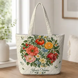 Vintage Botanical Mandala and Garden Blooms for Market Days and Nature-Loving Gifts Quilted Tote Bag