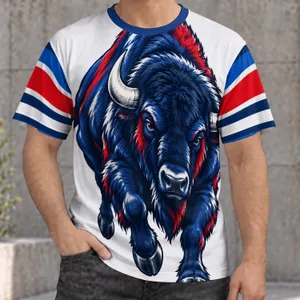 Bold Blue Bison Emblem for Game Day, Tailgates, and Dedicated Sports Fans All-over Print Unisex T-shirt