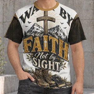 Mountain Boots and Faith Message for Church, Hiking and Everyday Christian Living All-over Print Unisex T-shirt