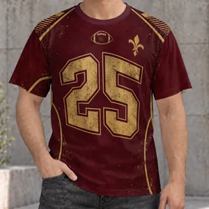 Burgundy Gold Football Number 25 Style For Game Day And Casual Sports Fans All-over Print Unisex T-shirt