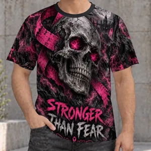 Pink Lightning Skull and Gothic Night Scene for Alternative Everyday Wear All-over Print Unisex T-shirt