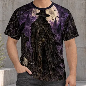 Gothic Outlaw Under a Full Moon for Halloween Nights and Dark Western Style All-over Print Unisex T-shirt