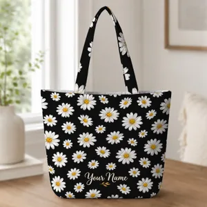 White Daisy Blooms for Everyday Market Days and Thoughtful Gifts for Flower Lovers Quilted Tote Bag