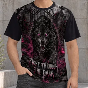 Gothic Wolf Under a Full Moon for Dark Nights and Halloween, Men’s Alternative Style All-over Print Unisex T-shirt