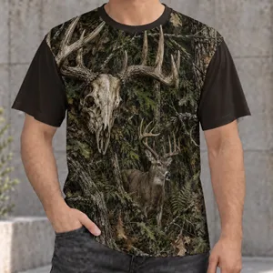 Detailed Deer Skull And Whitetail Forest Camo For Hunting Season And Outdoor Men All-over Print Unisex T-shirt