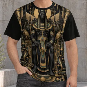 Egyptian Jackal-Headed Deity Throne Scene for Halloween and Mythic Costume Events All-over Print Unisex T-shirt