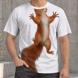 Red Squirrel Climbing Pose for Nature Lovers and Everyday Outdoor Adventures All-over Print Unisex T-shirt