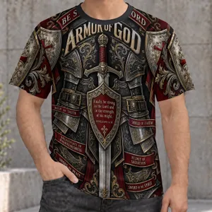 Armor of God Shield and Sword for Faithful Worship, Scripture Study, and Fellowship All-over Print Unisex T-shirt