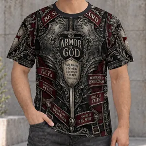 Armor Of God Scripture Shield And Sword For Church Gatherings And Daily Faith Wear All-over Print Unisex T-shirt