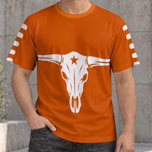 Orange Longhorn and Star for College Football Game Day Stadium Tailgate Fans All-over Print Unisex T-shirt