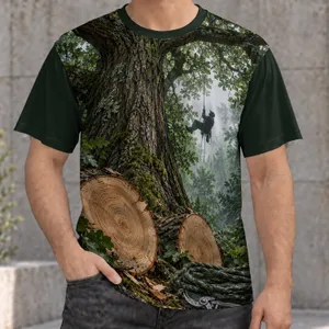 Forest Tree Climber Woodland Scene for Hiking, Arborist Work and Outdoor Adventure All-over Print Unisex T-shirt