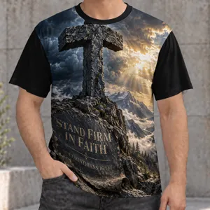 Stone Cross and Scripture for Worship, Fellowship, and Everyday Faithful Living Today All-over Print Unisex T-shirt