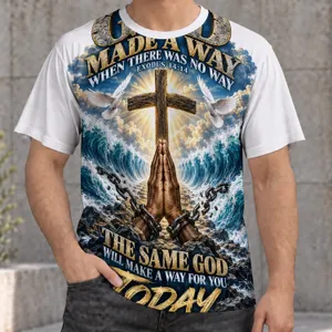 Open Sea Cross And Praying Hands For Christian Faith And Daily Encouragement Gift All-over Print Unisex T-shirt