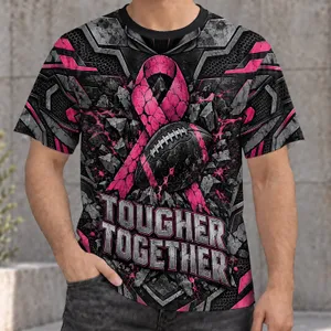 Pink Ribbon Football Support for Breast Cancer Awareness Game Day and Team Spirit All-over Print Unisex T-shirt