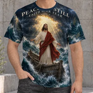 Peace Be Still Stormy Sea Scene for Faith and Devotional Living All-over Print Unisex T-shirt