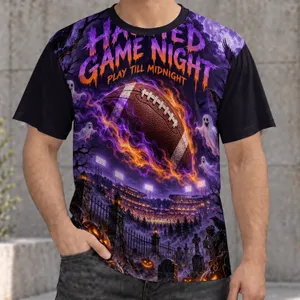 Haunted Football Stadium And Jack-O’-Lanterns For Spooky Game Night Gatherings All-over Print Unisex T-shirt