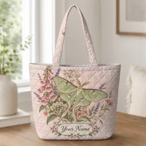 Luna Moth with Wildflowers for Garden Lovers and Birthday Gifting for Nature-Loving Women Quilted Tote Bag