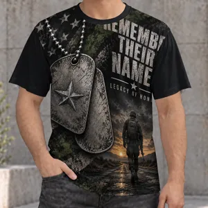 Military Memorial Dog Tags And Soldier Tribute For Veterans Day And Patriotic Remembrance All-over Print Unisex T-shirt