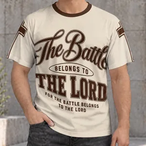 Christian Battle Belongs to the Lord Faith Message for Church and Everyday Wear Men All-over Print Unisex T-shirt