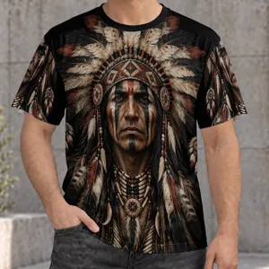 Feather Headdress Portrait for Bold Streetwear and Festival Nights for Men All-over Print Unisex T-shirt