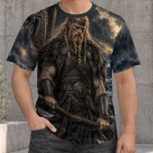 Bearded Norse Sea Raider with Engraved Axe for Bold Coastal Adventure Enthusiasts All-over Print Unisex T-shirt