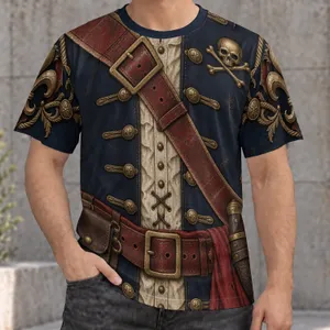 Vintage Pirate Costume Outfit with Crossed Sash for Themed Parties and Halloween All-over Print Unisex T-shirt