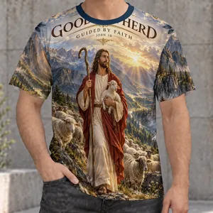 Good Shepherd with Lamb for Church, Prayer, Christian Worship, and Faith Gifts for Men All-over Print Unisex T-shirt