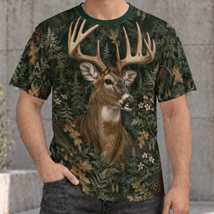 Realistic Buck And Woodland Foliage For Hunting And Outdoor Adventure Enthusiasts All-over Print Unisex T-shirt