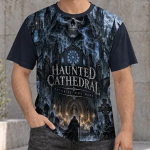 Haunted Cathedral Skull Scene For Gothic Nights And Dark Fantasy Fans All-over Print Unisex T-shirt