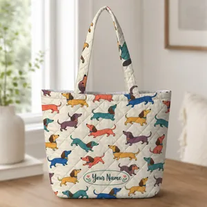 Colorful Dachshund Dogs for Cozy Pet Lover Style and Everyday Gifts for Dog Moms Quilted Tote Bag
