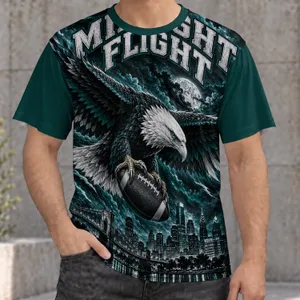 Midnight Eagle Football Under City Lights for Game Night and Casual Weekend Style All-over Print Unisex T-shirt