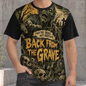 Vintage Zombie Graveyard Scene for Halloween Nights and Dark Alternative Streetwear All-over Print Unisex T-shirt