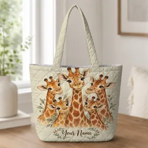 Five Giraffes Together for Safari-Loving Everyday Adventures and Giraffe Fans Quilted Tote Bag