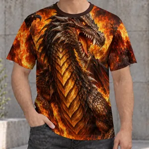 Roaring Fire Dragon Fantasy Art for Bold Casual Style and Everyday Adventure Wear All-over Print Unisex T-shirt
