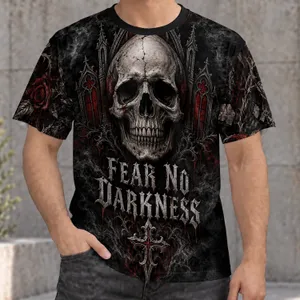 Gothic Skull and Cathedral Ruins for Dark Alternative Everyday Wear All-over Print Unisex T-shirt