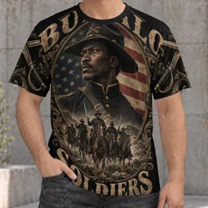 Buffalo Cavalry Heritage Tribute for History Events and Commemorative Gatherings All-over Print Unisex T-shirt